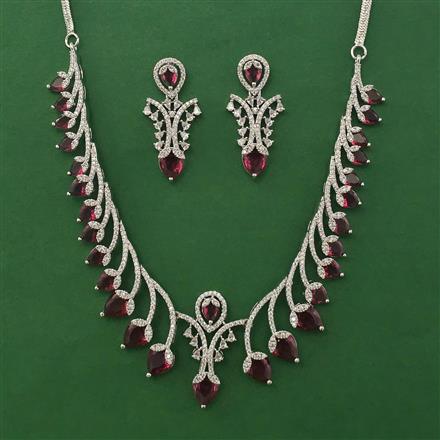 American Diamond Classic Necklace with Rhodium Plating