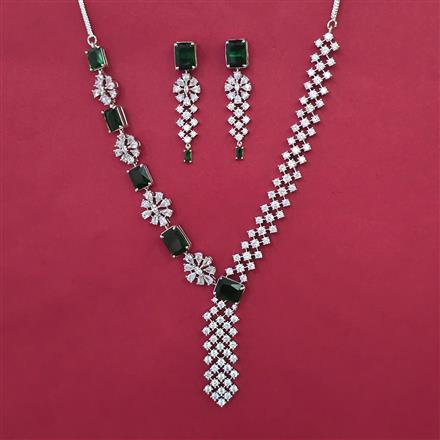 American Diamond Classic Necklace with Rhodium Plating
