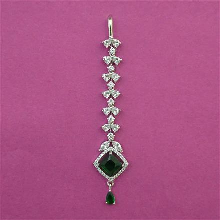 American Diamond Classic Tikka with Rhodium Plating