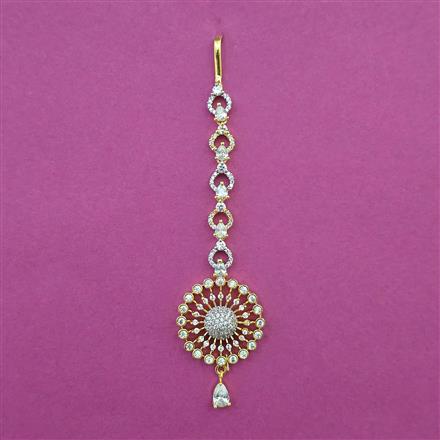 American Diamond Classic Tikka with Rhodium Plating 2 Tone Plating