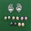 American Diamond Changeable Earring with Rhodium Plating 2 Tone Plating