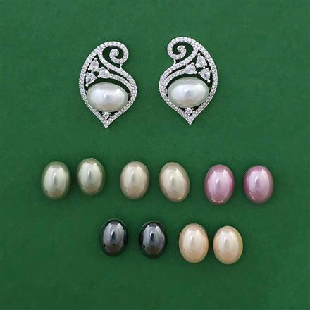 American Diamond Changeable Earring with Rhodium Plating 2 Tone Plating