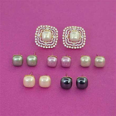 American Diamond Changeable Earring with Rhodium Plating 2 Tone Plating