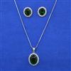 American Diamond Classic Pendant Set with Rhodium Plating