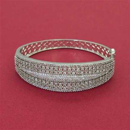 American Diamond Openable kada with Rhodium Plating
