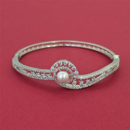 American Diamond Pearl Kada with Rhodium Plating 2 Tone Plating Mehndi Plating