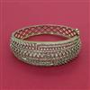 American Diamond Broad Kada with Rhodium Plating Mehndi Plating