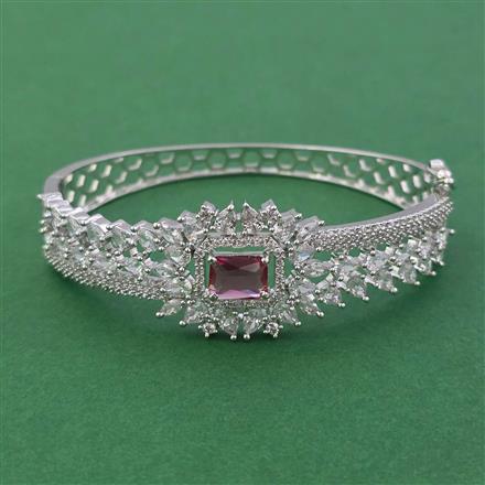 American Diamond Openable kada with Rhodium Plating