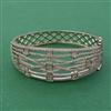 American Diamond Broad Kada with Rhodium Plating Mehndi Plating