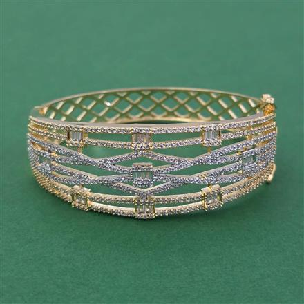 American Diamond Broad Kada with 2 Tone Plating