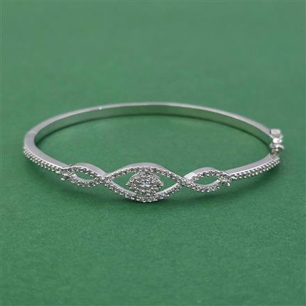 American Diamond Openable kada with Rhodium Plating 2 Tone Plating Mehndi Plating