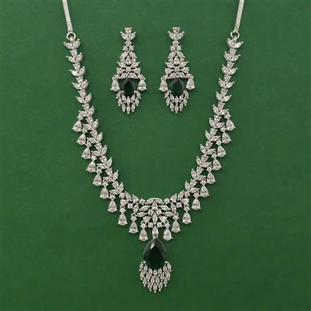 American Diamond Classic Necklace with Rhodium Plating