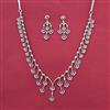 American Diamond Classic Necklace with Rhodium Plating Mehndi Plating