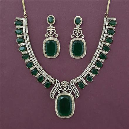 American Diamond Classic Necklace with Mehndi Plating
