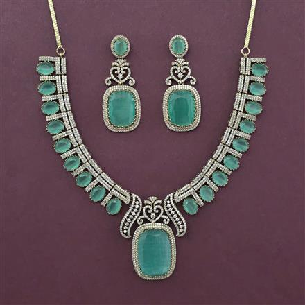 American Diamond Classic Necklace with Mehndi Plating