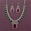 American Diamond Classic Necklace with Mehndi Plating