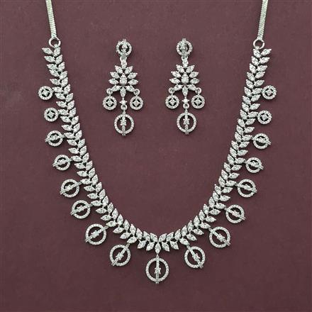 American Diamond Classic Necklace with Rhodium Plating 2 Tone Plating Mehndi Plating Carat Plating