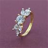 American Diamond Adjustable Ring with Rhodium Plating 2 Tone Plating Mehndi Plating