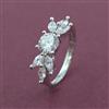 American Diamond Adjustable Ring with Rhodium Plating 2 Tone Plating Mehndi Plating