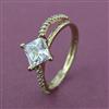 American Diamond Adjustable Ring with Rhodium Plating 2 Tone Plating Mehndi Plating