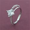 American Diamond Adjustable Ring with Rhodium Plating 2 Tone Plating Mehndi Plating