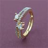 American Diamond Adjustable Ring with Rhodium Plating 2 Tone Plating Mehndi Plating