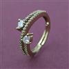 American Diamond Adjustable Ring with Rhodium Plating 2 Tone Plating Mehndi Plating
