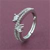 American Diamond Adjustable Ring with Rhodium Plating 2 Tone Plating Mehndi Plating