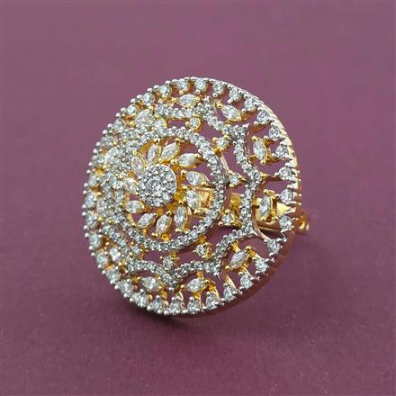 American Diamond Adjustable Ring with Rhodium Plating 2 Tone Plating Mehndi Plating Carat Plating