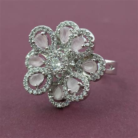 American Diamond Adjustable Ring with Rhodium Plating