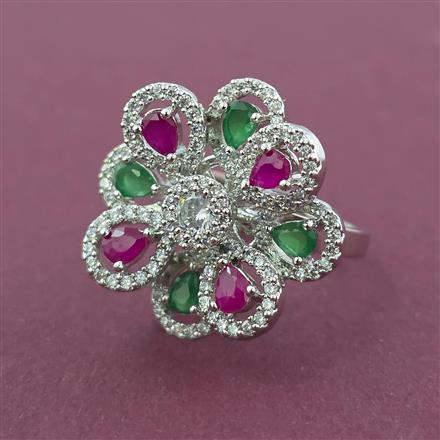 American Diamond Adjustable Ring with Rhodium Plating