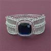 American Diamond Broad Kada with Rhodium Plating