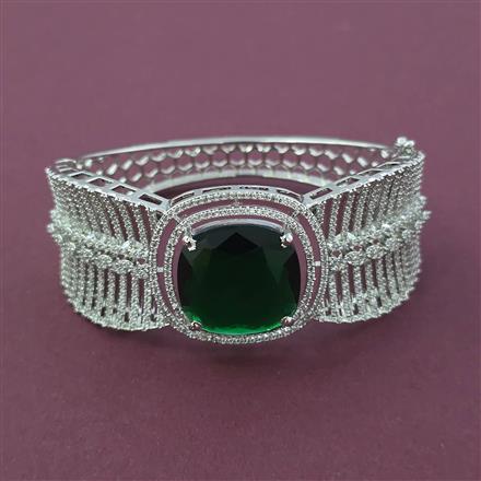 American Diamond Broad Kada with Rhodium Plating