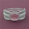 American Diamond Broad Kada with Rhodium Plating