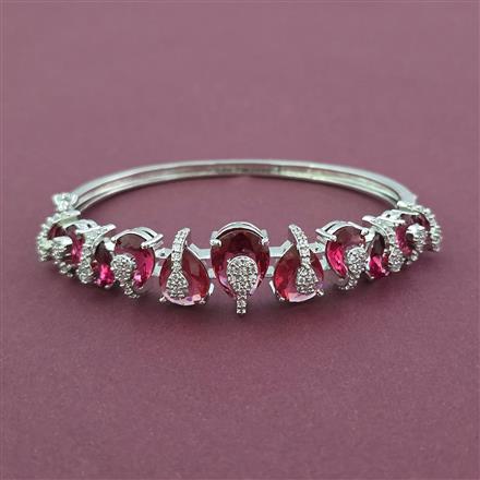 American Diamond Openable kada with Rhodium Plating