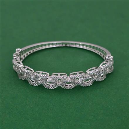 American Diamond Openable kada with Rhodium Plating 2 Tone Plating Mehndi Plating