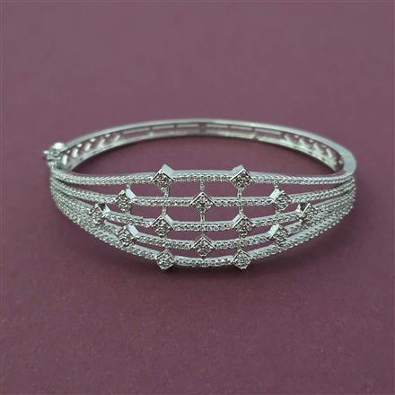 American Diamond Openable kada with Rhodium Plating 2 Tone Plating Mehndi Plating