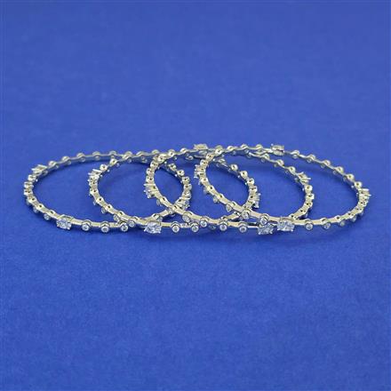 American Diamond 4 Pc Bangles with Rhodium Plating