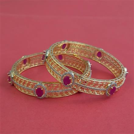 American Diamond Classic Bangles with 2 Tone Plating