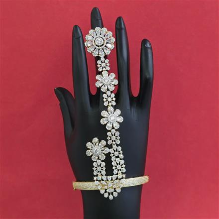 American Diamond Classic Hath Pan with Rhodium Plating 2 Tone Plating Mehndi Plating