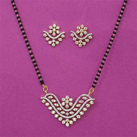 American Diamond Classic Mangalsutra with Rhodium Plating 2 Tone Plating