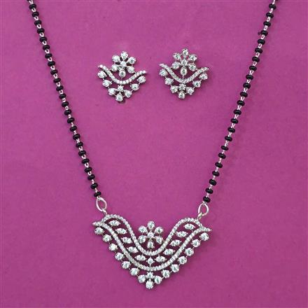 American Diamond Classic Mangalsutra with Rhodium Plating 2 Tone Plating