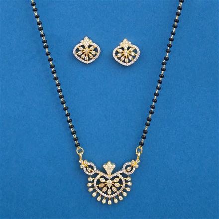 American Diamond Classic Mangalsutra with Rhodium Plating 2 Tone Plating