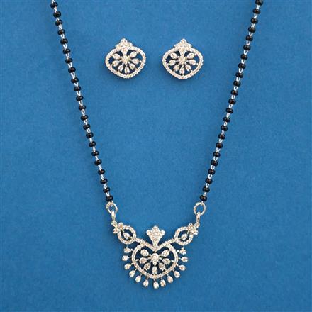 American Diamond Classic Mangalsutra with Rhodium Plating 2 Tone Plating