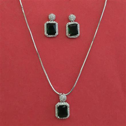 American Diamond Classic Pendant Set with Rhodium Plating