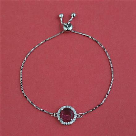 American Diamond Adjustable Bracelet with Rhodium Plating