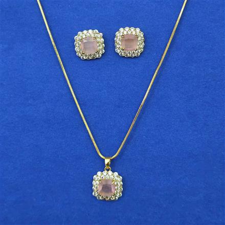 American Diamond Classic Pendant Set with Gold Plating
