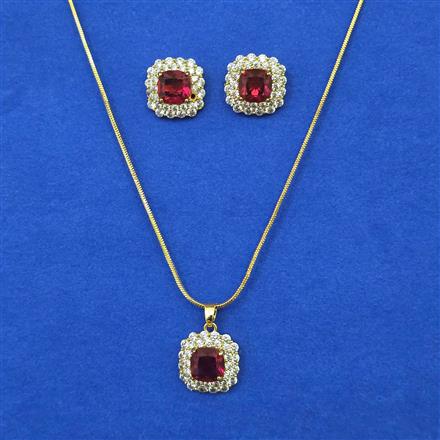 American Diamond Classic Pendant Set with Gold Plating