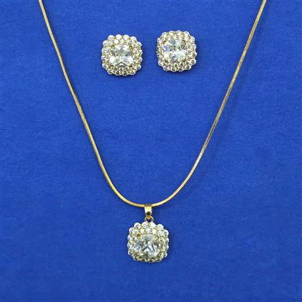 American Diamond Classic Pendant Set with Gold Plating