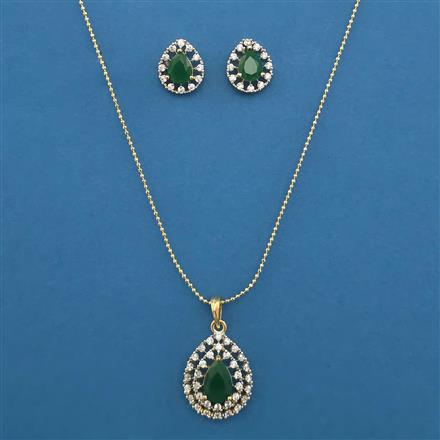 American Diamond Classic Pendant Set with 2 Tone Plating